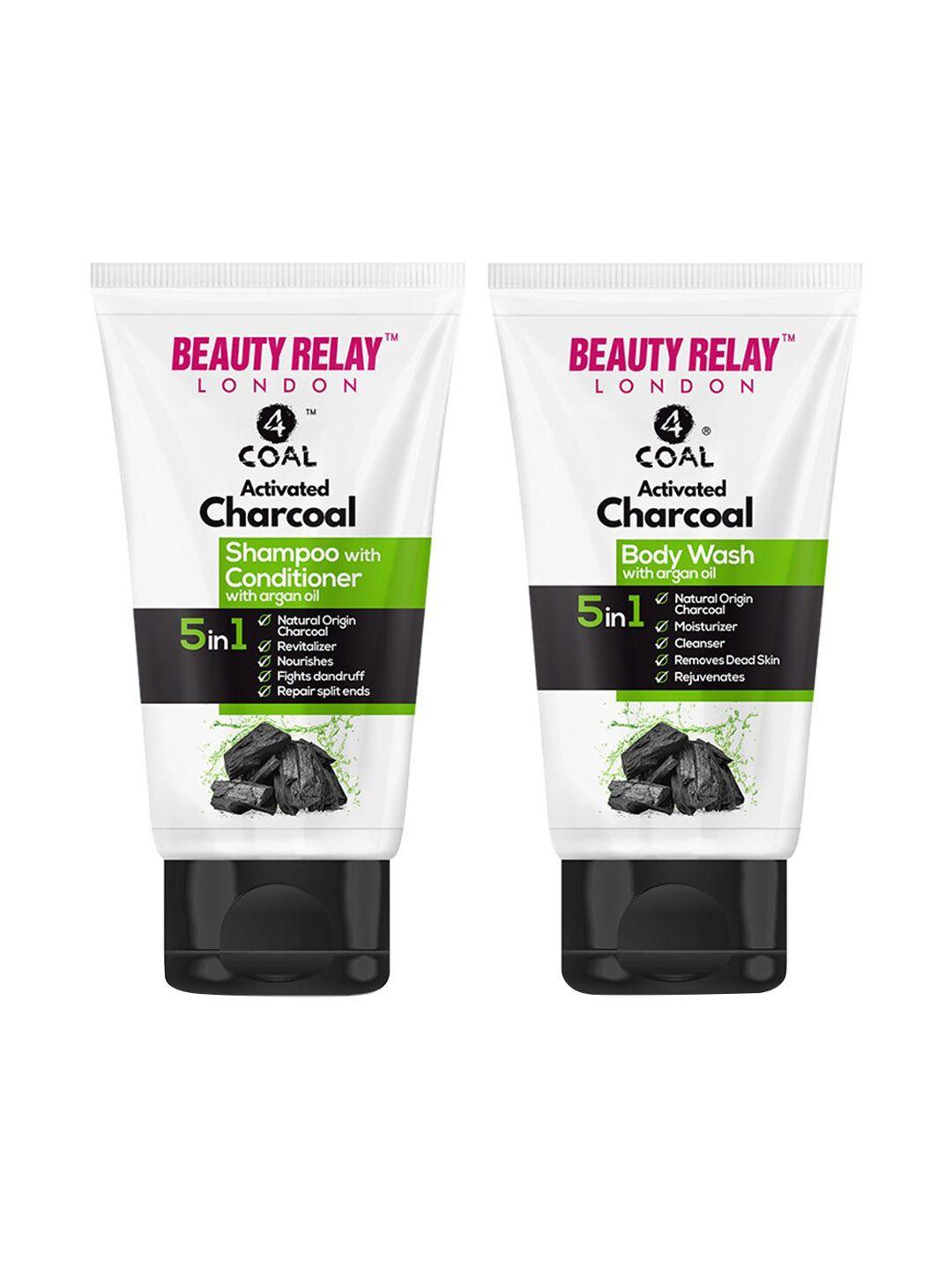beautyrelay london 4coal argan oil shampoo with conditioner & body wash - buy 1 get 1 free