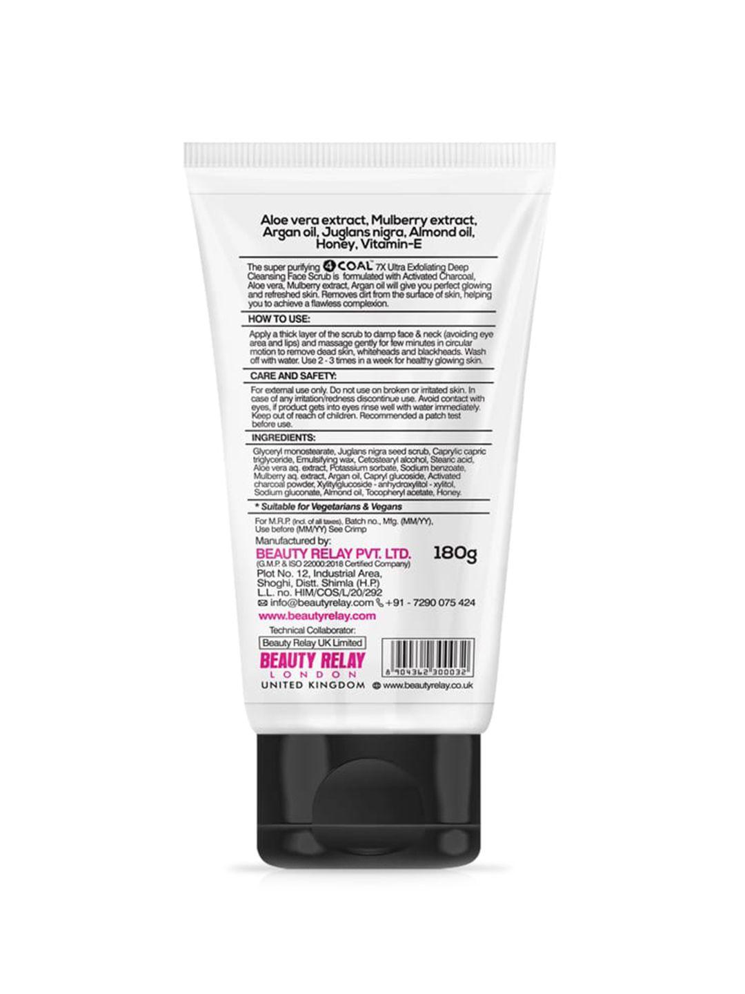 beautyrelay london activated charcoal 7x ultra exfoliating deep cleansing face scrub- 180g