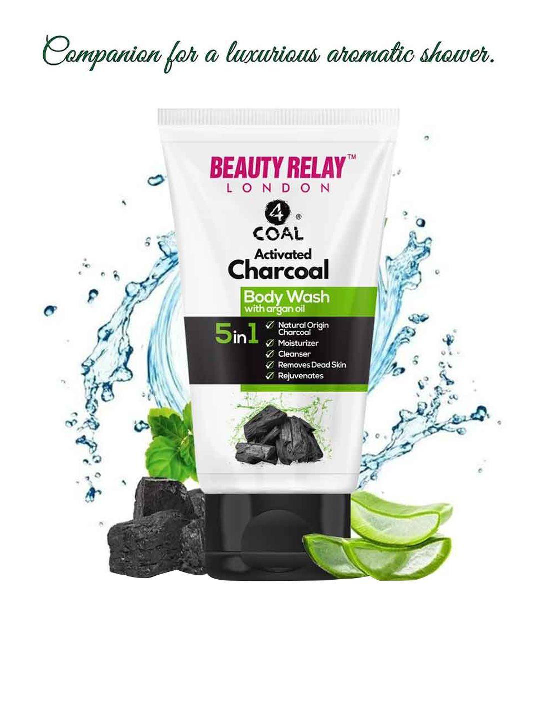 beautyrelay london unisex activated charcoal 5 in 1 argan oil body wash 200ml