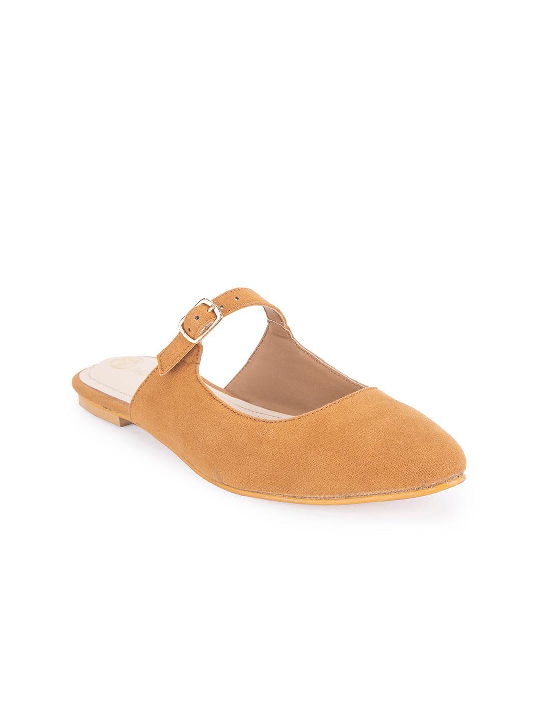 beaver pointed toe mules with buckles detail