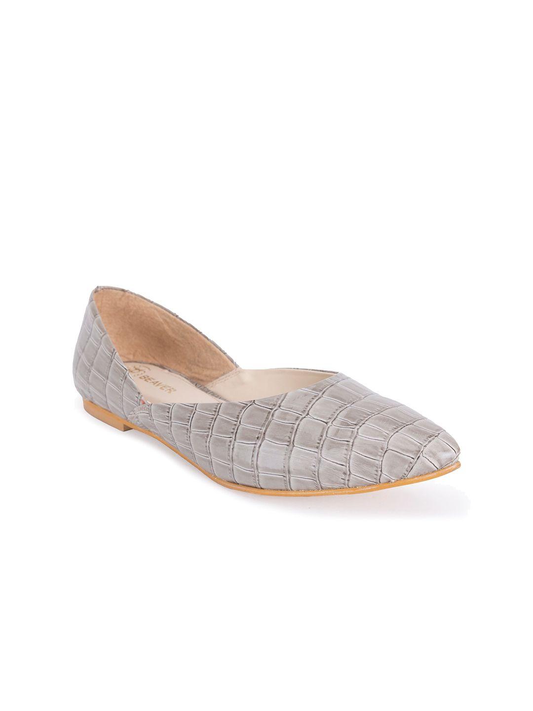 beaver textured pointed toe ballerinas