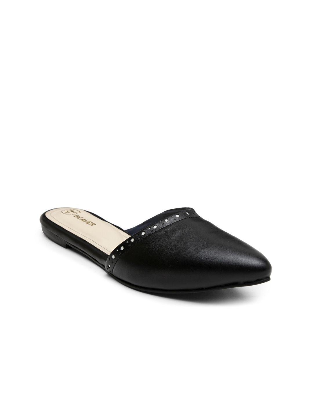 beaver women pointed toe mules with laser cuts
