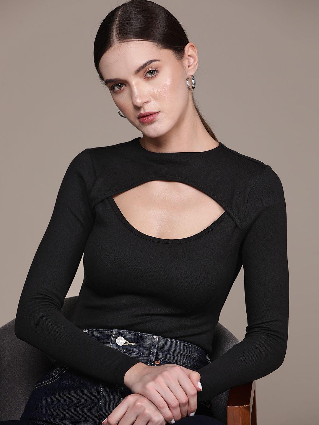 bebe all day cut-out detail full sleeve bodysuit