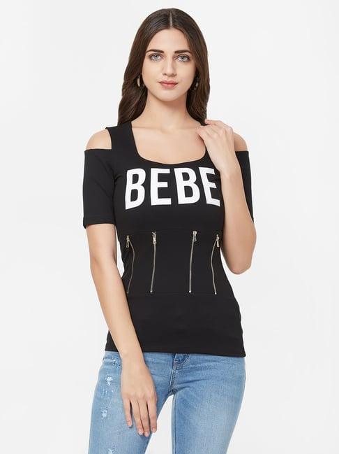 bebe black printed tee