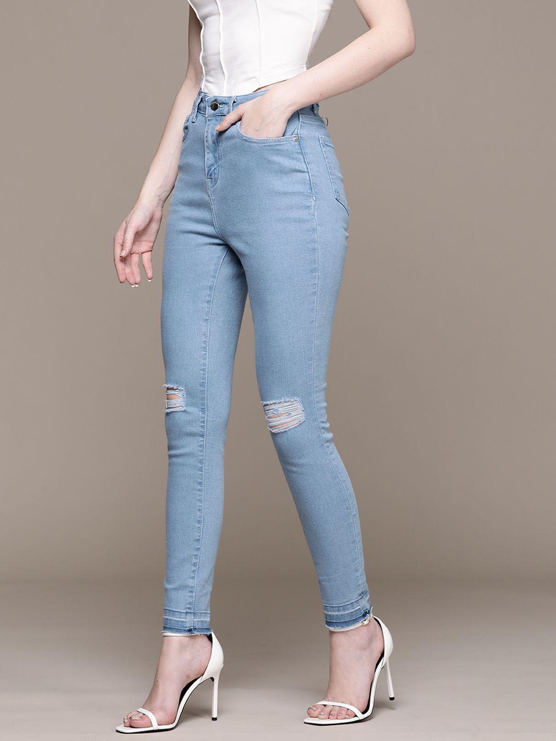 bebe denim daze super skinny fit slash knee mid-rise stretchable jeans