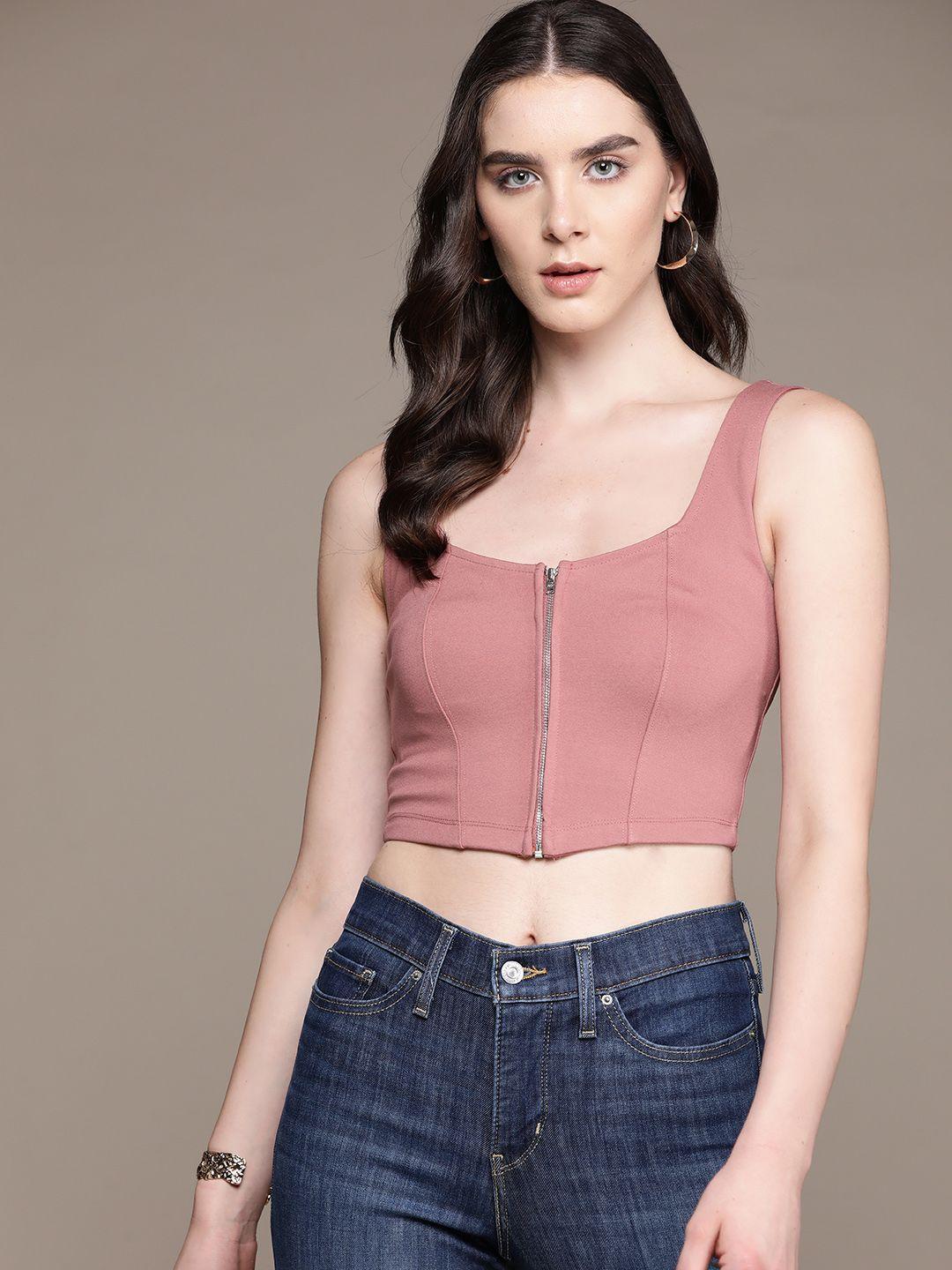 bebe dusty pink dose of vitamin fitted crop top