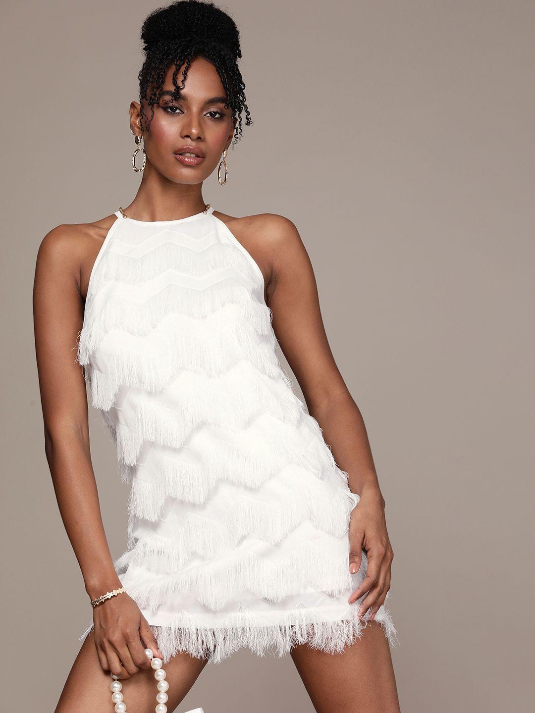 bebe fringed sheath mini dress