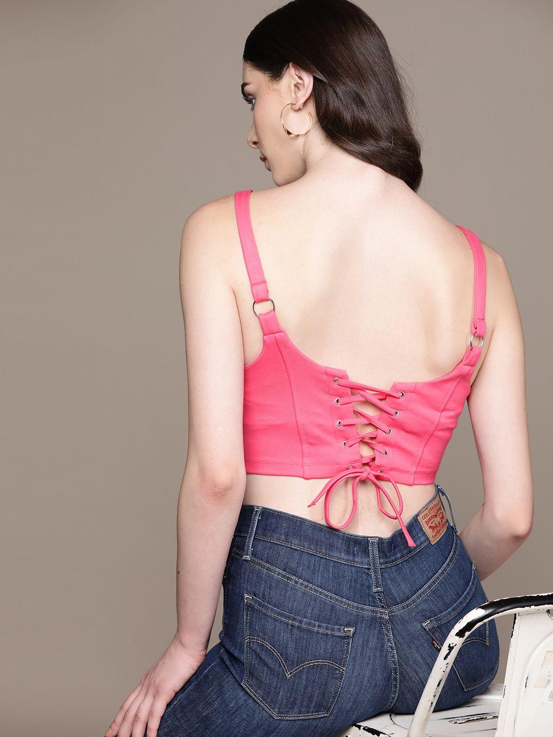 bebe hot pink brighter basics corset style top