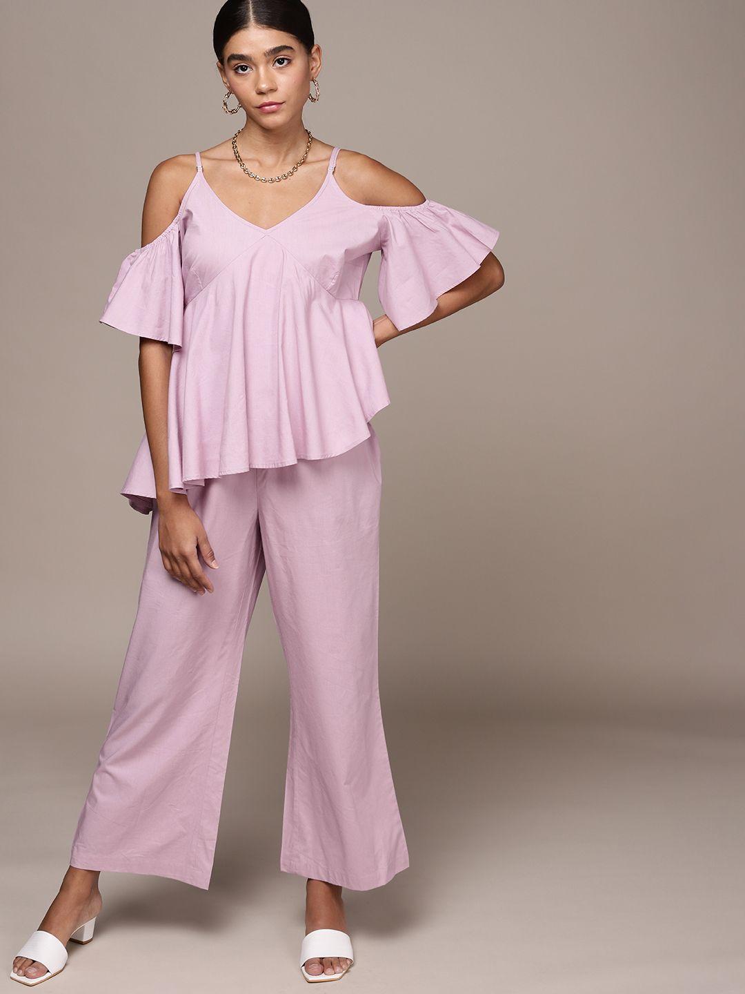 bebe lavender frost holiday solid layered jumpsuit