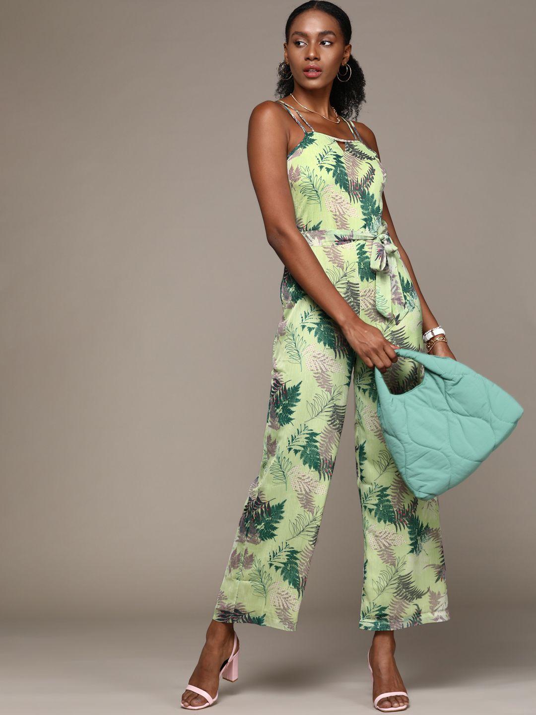 bebe lily green holiday printed basic jumpsuit