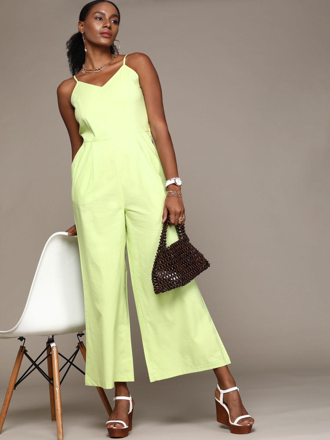 bebe lily green holiday solid  basic jumpsuit