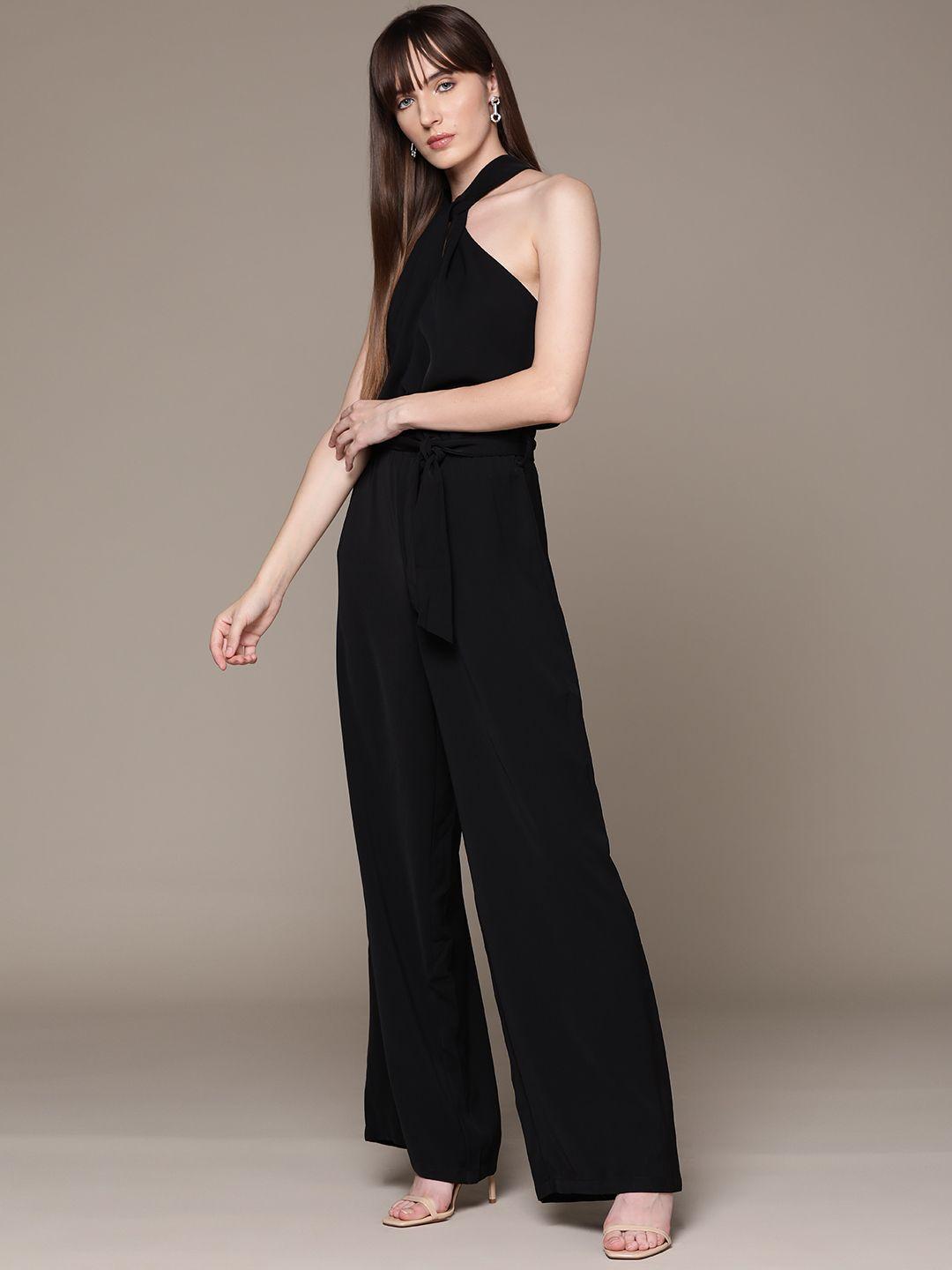 bebe party satin basic jumpsuit