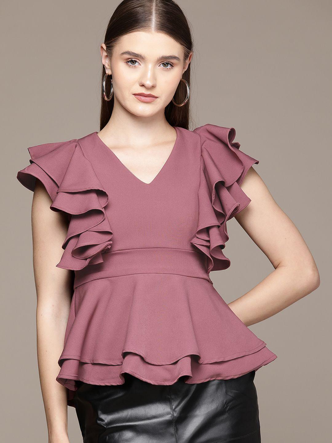 bebe ruffles peplum top