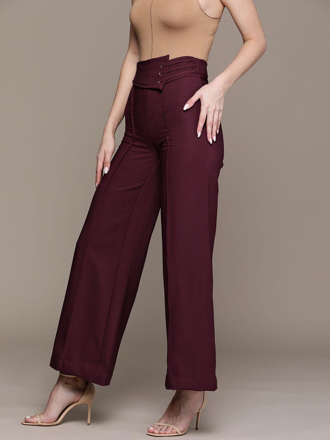 bebe women all day panelled detail flared fit trousers