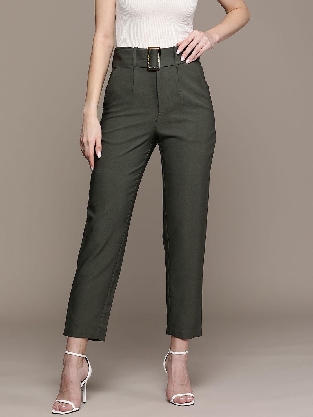 bebe women all day regular fit cropped trousers