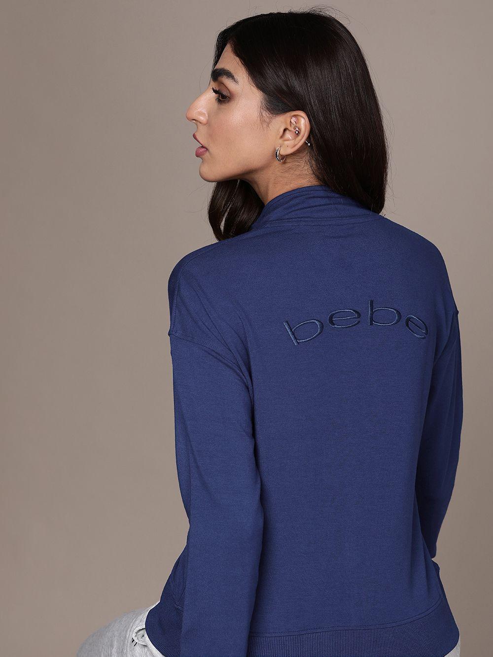 bebe women daylight blue brand logo embroidered sweatshirt