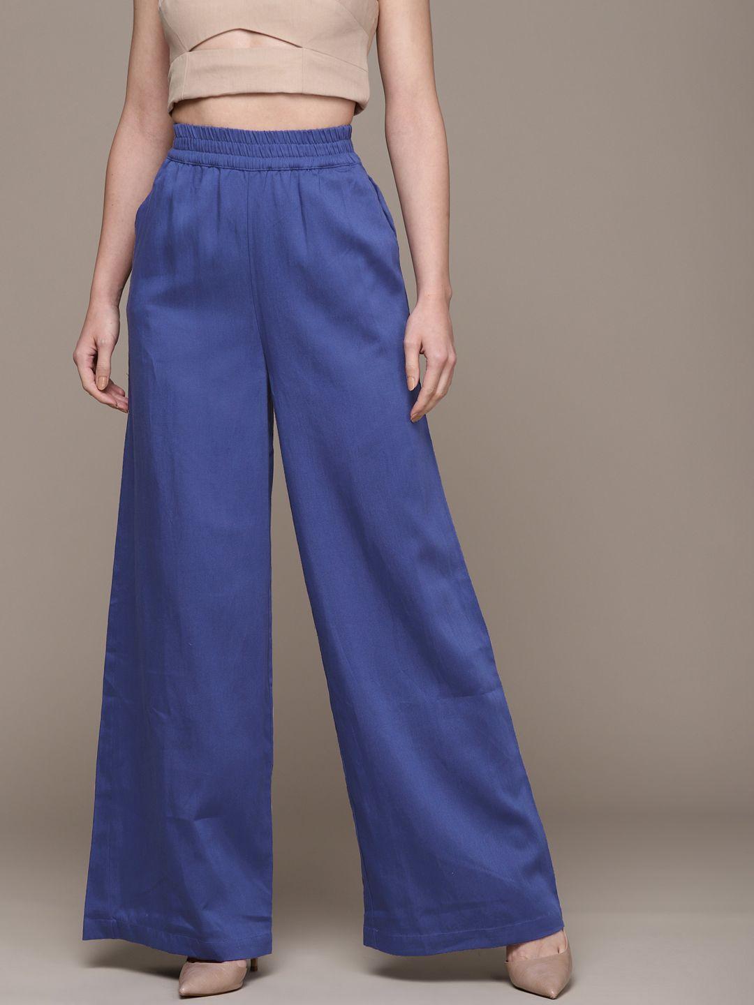 bebe women daylight blue season staples high-rise pleated trousers