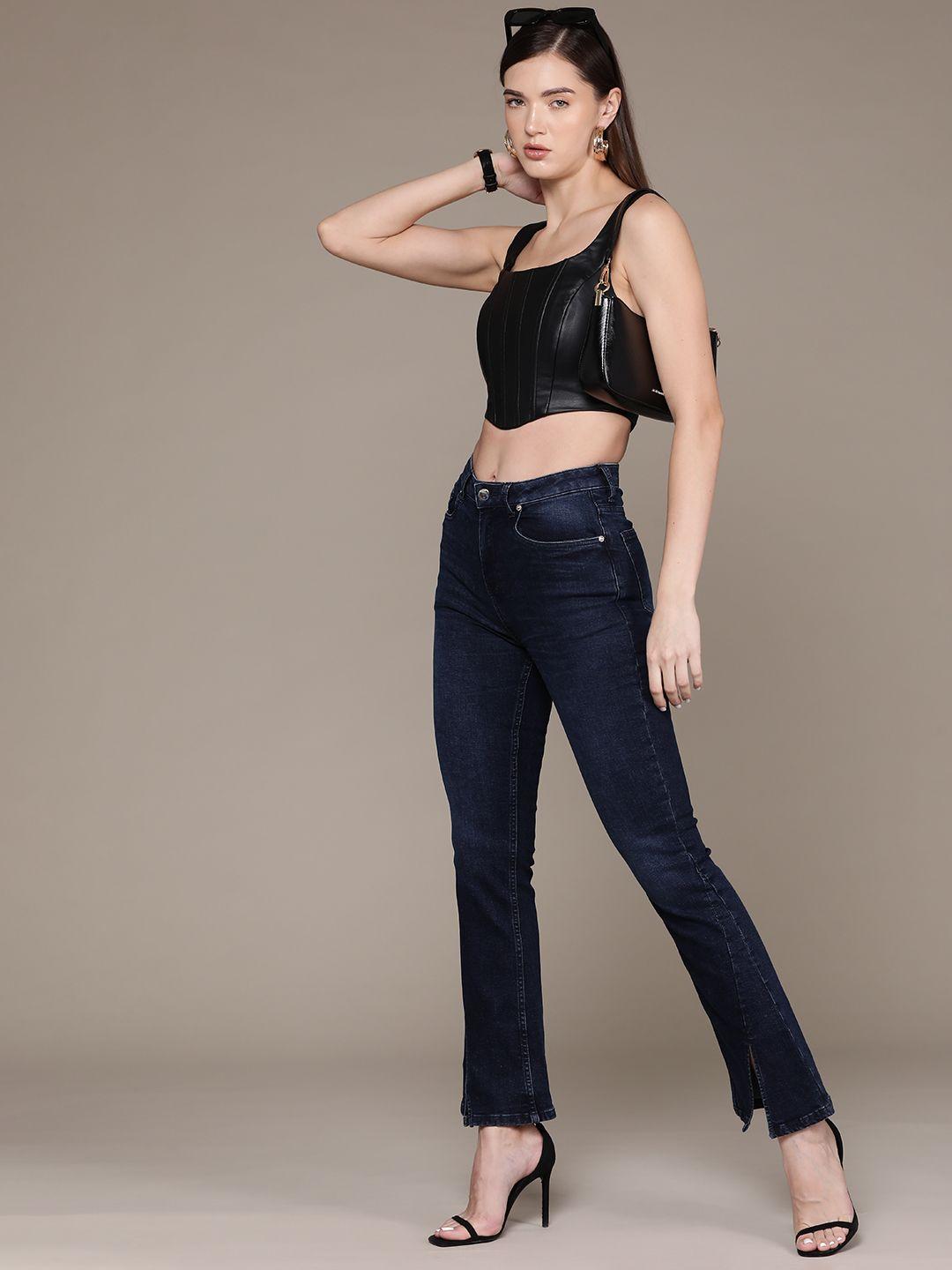 bebe women denim daze bootcut slit stretchable jeans