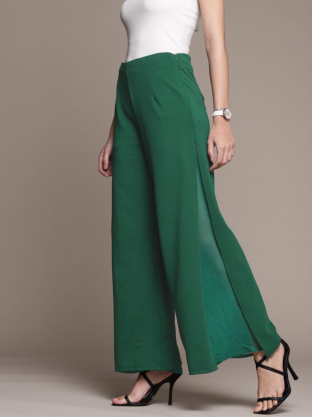 bebe women green season staple high-rise parallel trousers