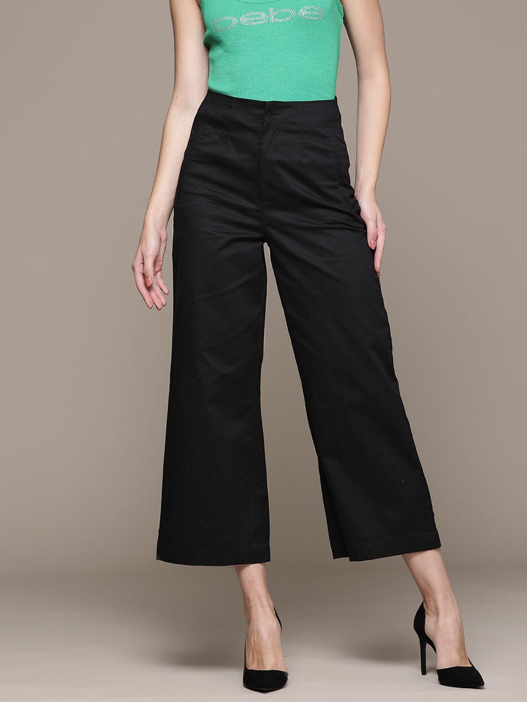 bebe women season staples flared high-rise culottes trousers