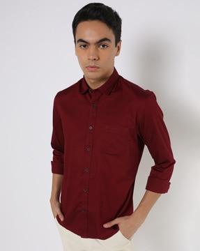 bedford dobby slim fit shirt with patch pocket