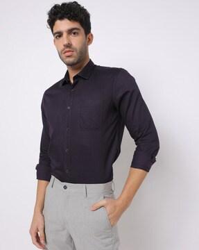 bedford dobby slim fit shirt with patch pocket