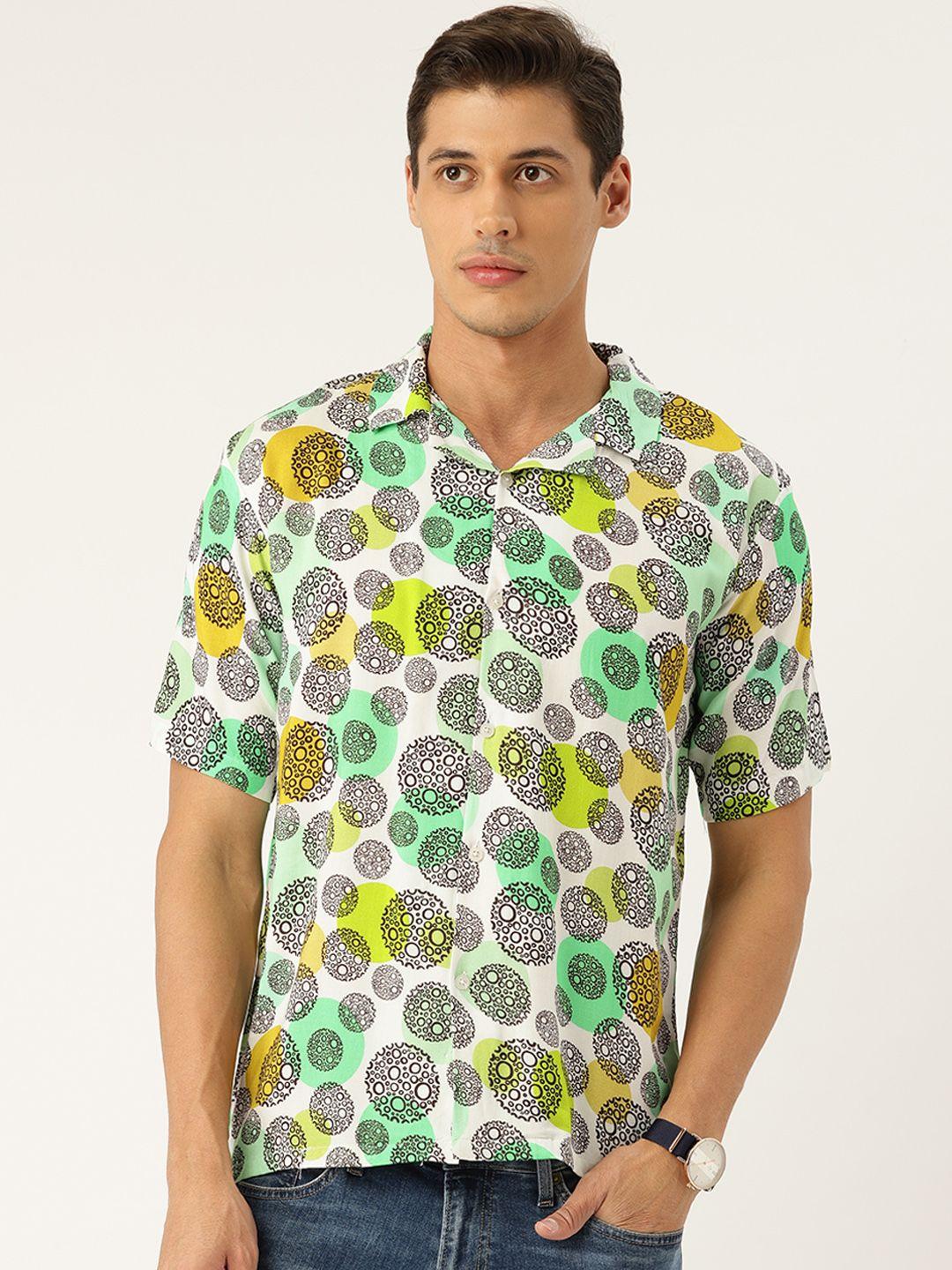 bedgasm men multicoloured relaxed tailored fit opaque printed casual shirt