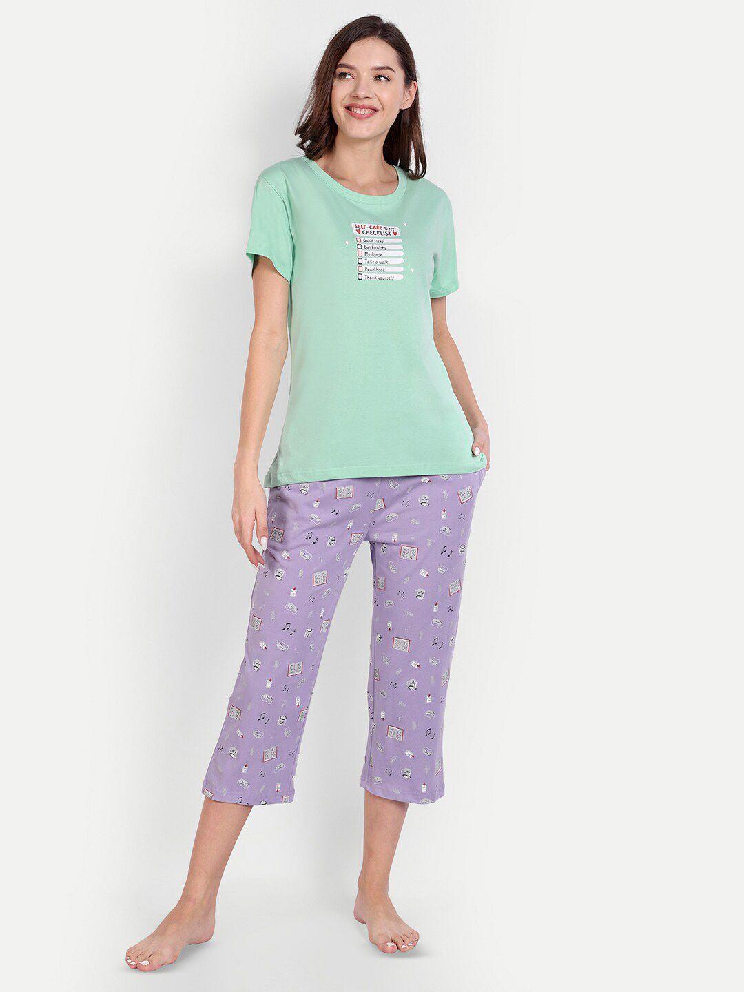 bedtime story printed pure cotton t-shirt with capris