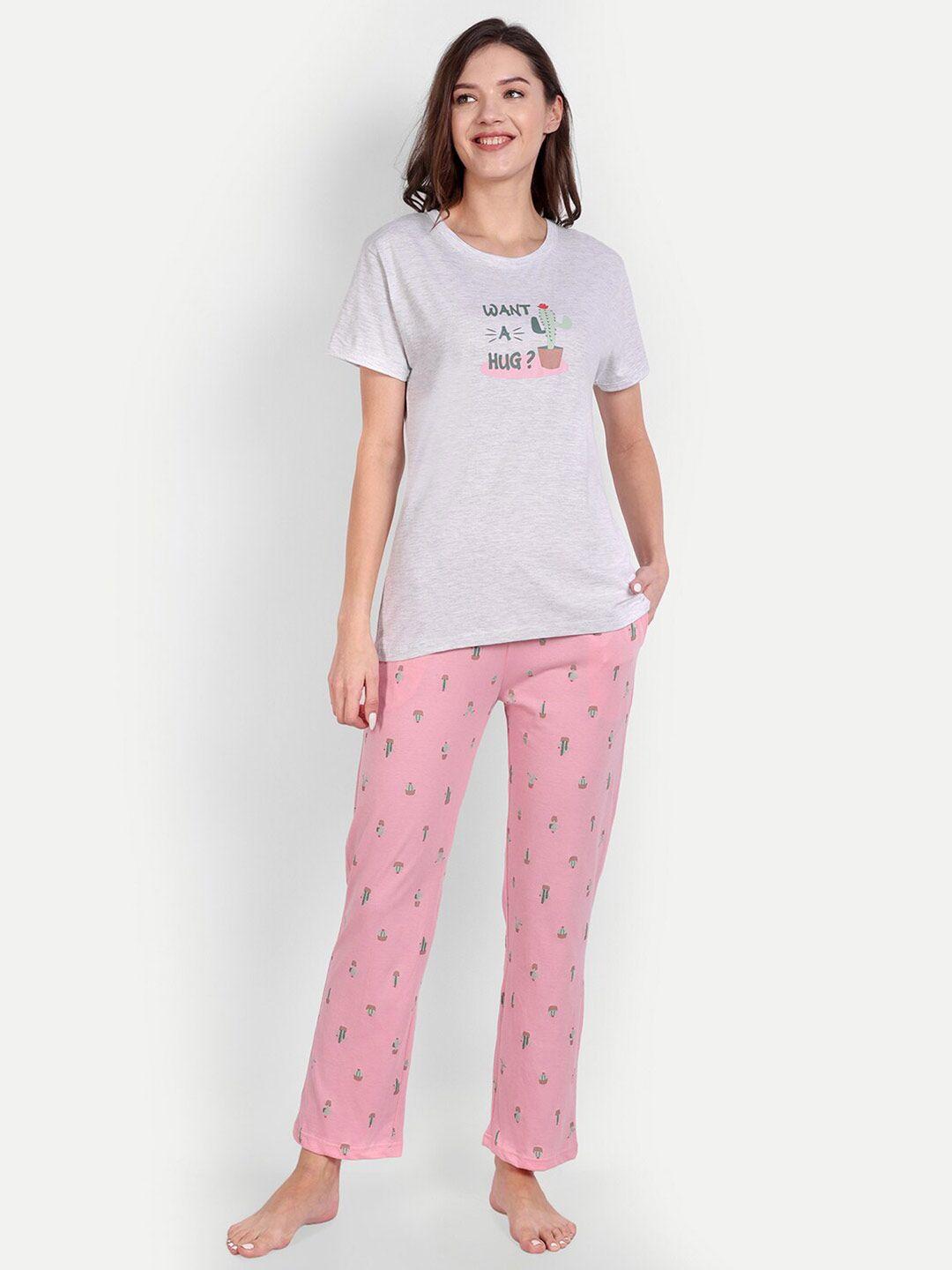 bedtime story round neck printed pure cotton t-shirt & pyjama