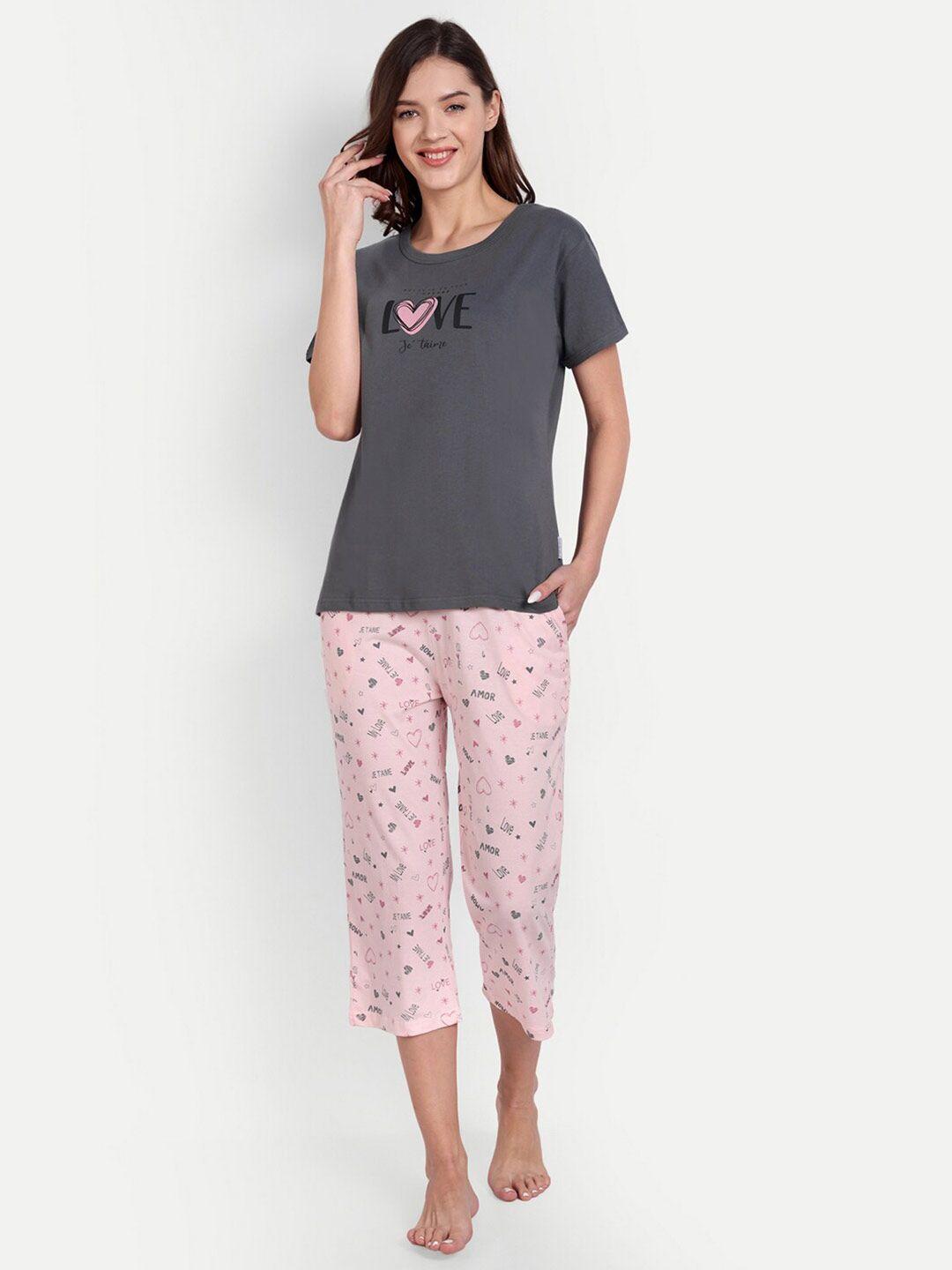 bedtime story typography printed pure cotton t-shirt and capris