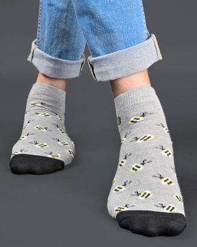 bee print ankle-length socks