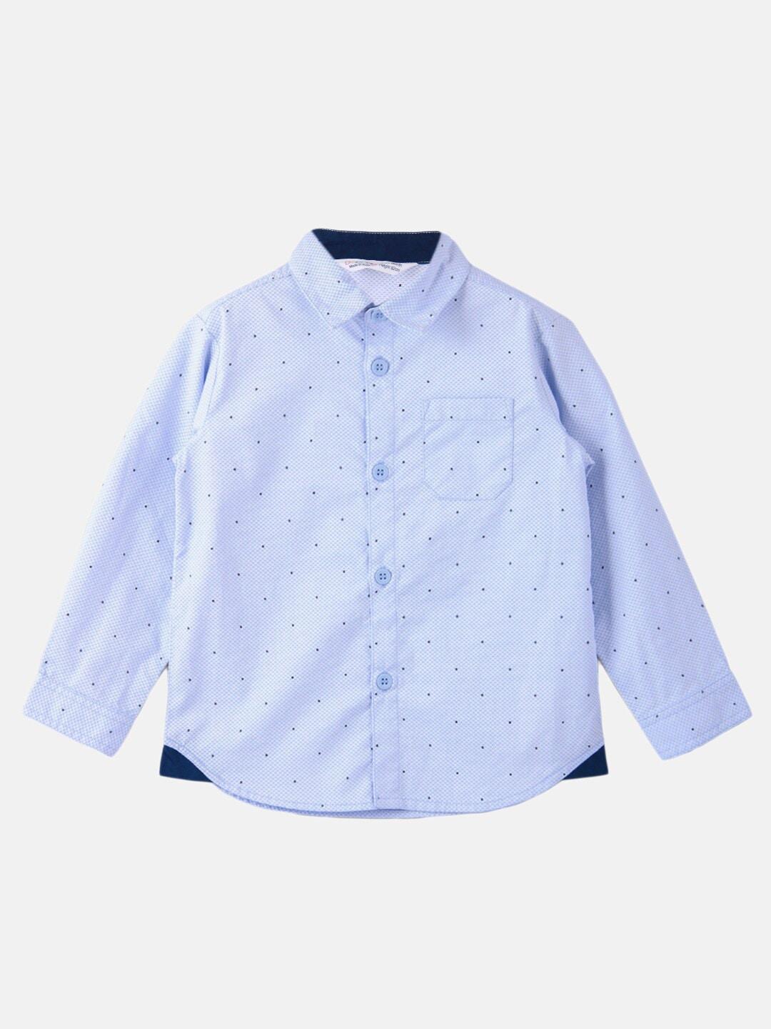 beebay boys blue printed cotton casual shirt