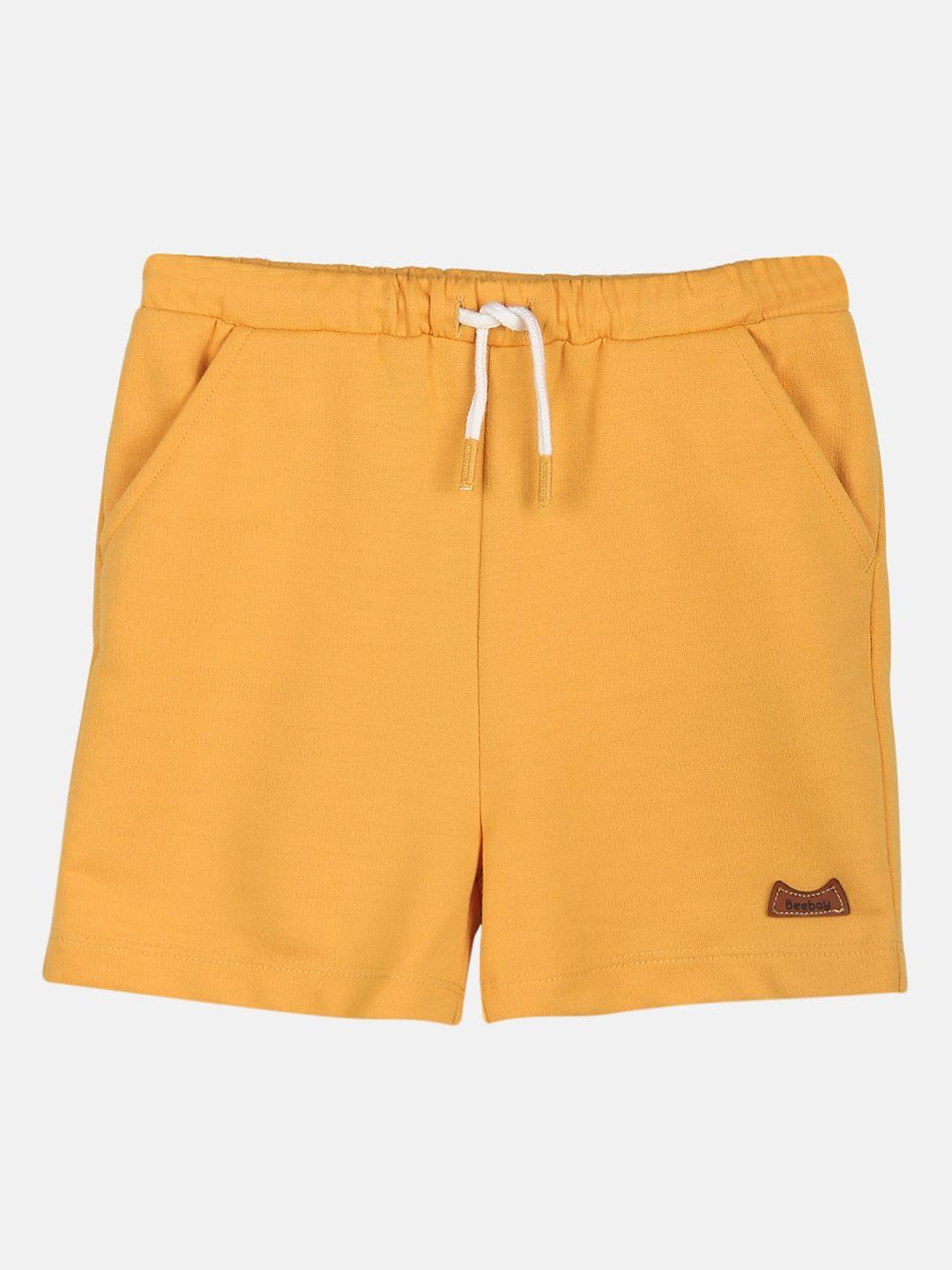 beebay boys mustard yellow cotton shorts