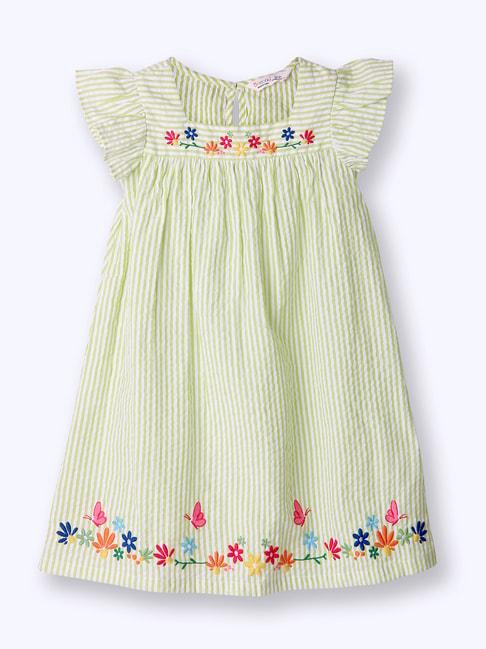 beebay kids green embroidered dress