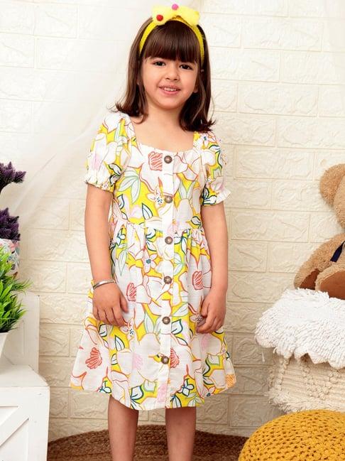 beebay kids multicolor floral print shirt dress