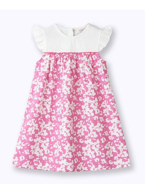 beebay kids pink & white floral print dress