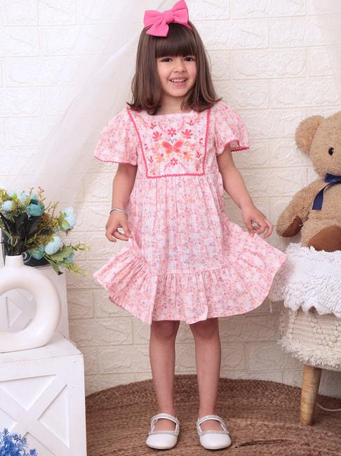 beebay kids pink embroidered dress