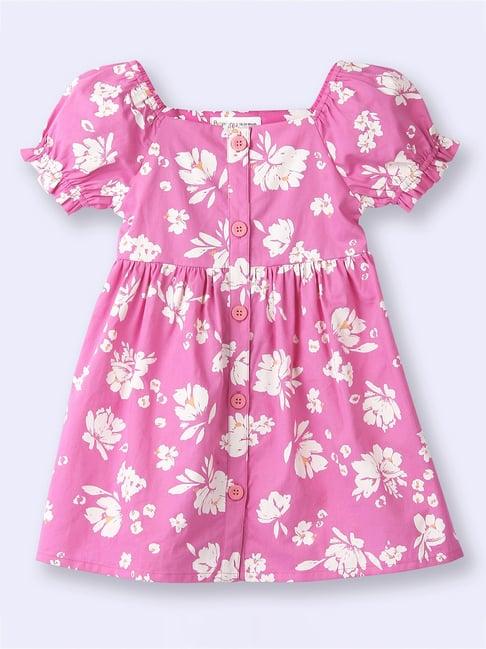 beebay kids pink floral print dress