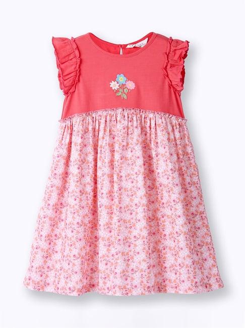 beebay kids pink floral print dress