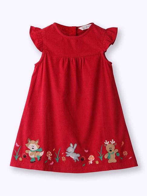 beebay kids red embroidered dress