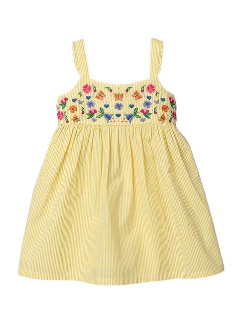 beebay kids yellow cotton embroidered dress
