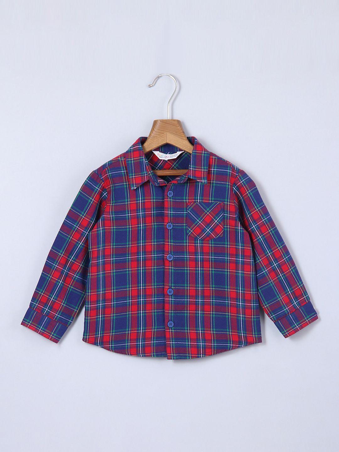 beebay boys blue tartan checks checked casual shirt