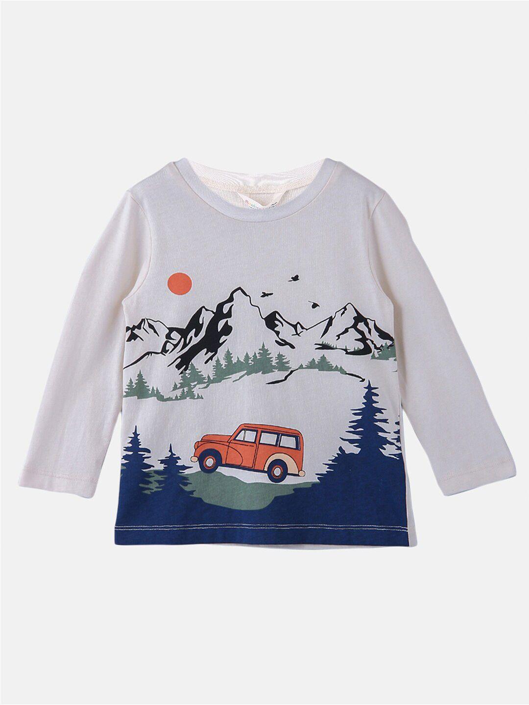 beebay boys off white graphic printed pure cotton long sleeves t-shirt