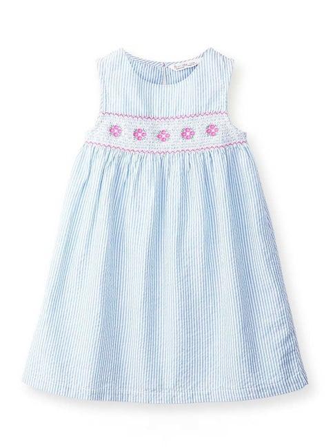 beebay kids blue & pink cotton embroidered dress