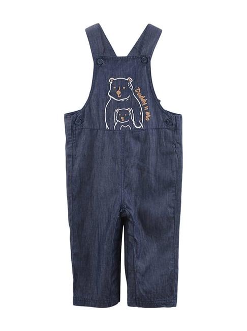 beebay kids blue cotton patch work dungaree