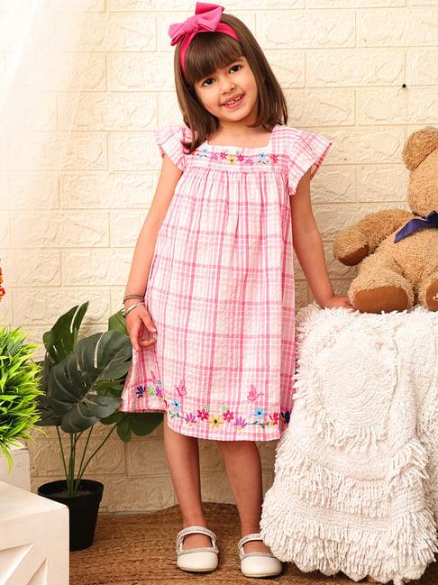 beebay kids pink embroidered dress