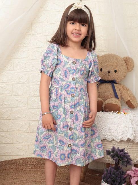 beebay kids purple floral print shirt dress