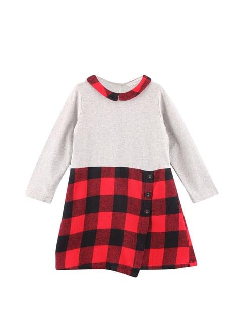 beebay kids red & grey checks dress