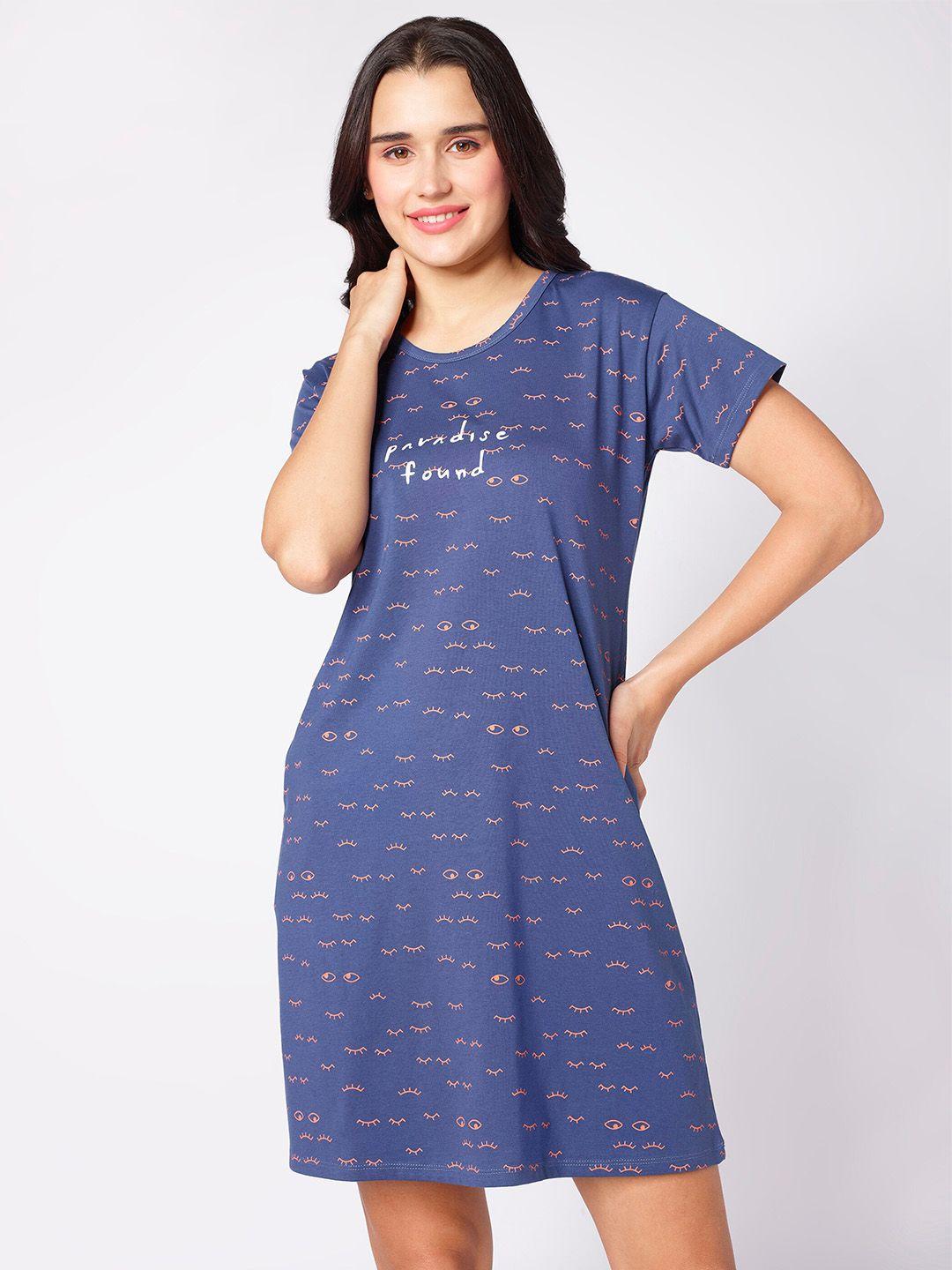 beebelle blue graphic printed t-shirt nightdress
