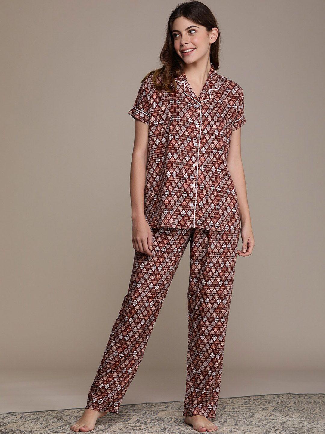 beebelle ethnic motifs printed night suit
